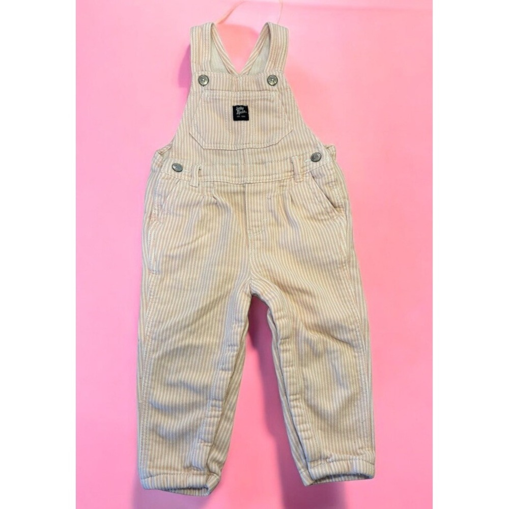 Vintage Oshkosh Pink Pinstriped Overalls Girls Size‎ 24 Months EUC
